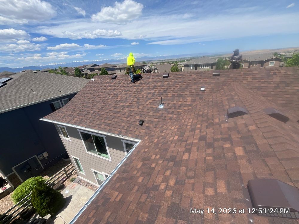 Completed shingle roof replacement on a Broomfield home
